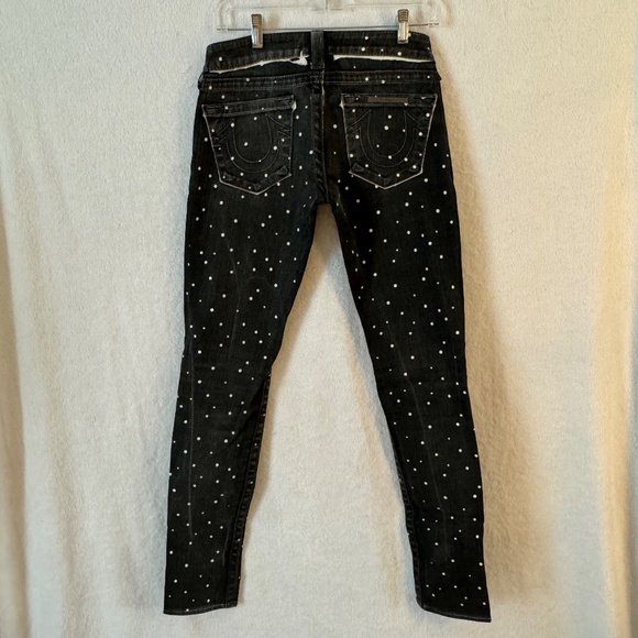 True Religion Black w/ White Polka Dot Stella Jeans Sz 27 - Like New! - Picture 3 of 5